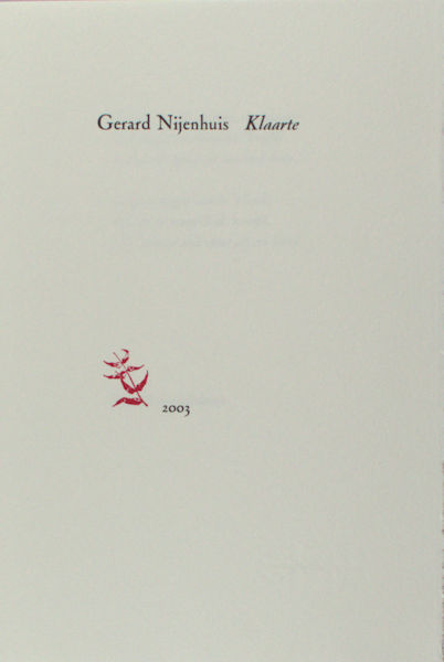 Nijenhuis, Grard. - Klaarte.