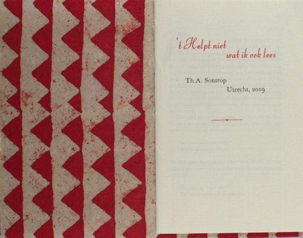 Sontrop, Th.A. - 't Helpt niet, wat ik ook lees.