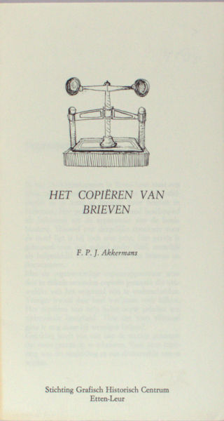 Akkermans, F.P.J. - Het copiren van brieven.
