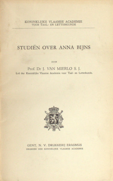 Mierlo, J. van. - Studin over Anna Bijns.